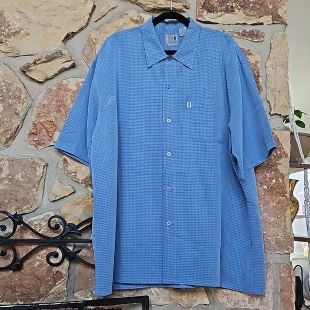 Pineapple Connection Men's Blue and White‎ Short Sleeve Button Down Sz XL